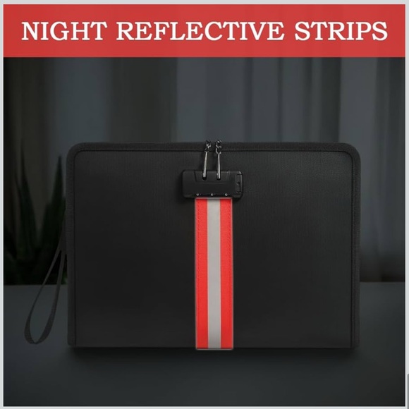 Sleek Black and Red Fireproof Bag with Wrist Strap - Picture 6 of 8